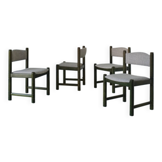 4 green carved wooden chairs | Scandinavia | 1960s