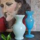 Duo de vases en opaline d'Italie vintages