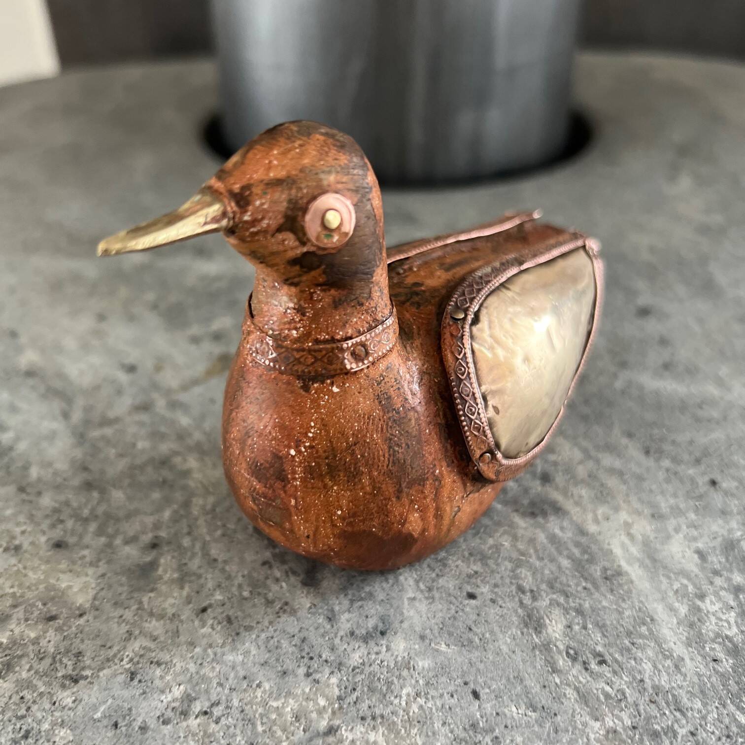 Wooden & brass bird