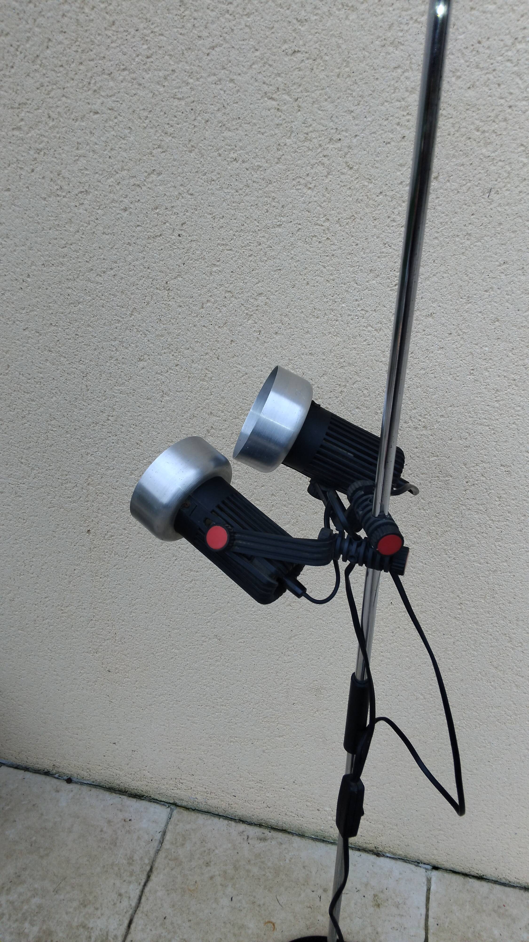 Lampadaire vintage à 2 spots des années 70 édité par Miwi
