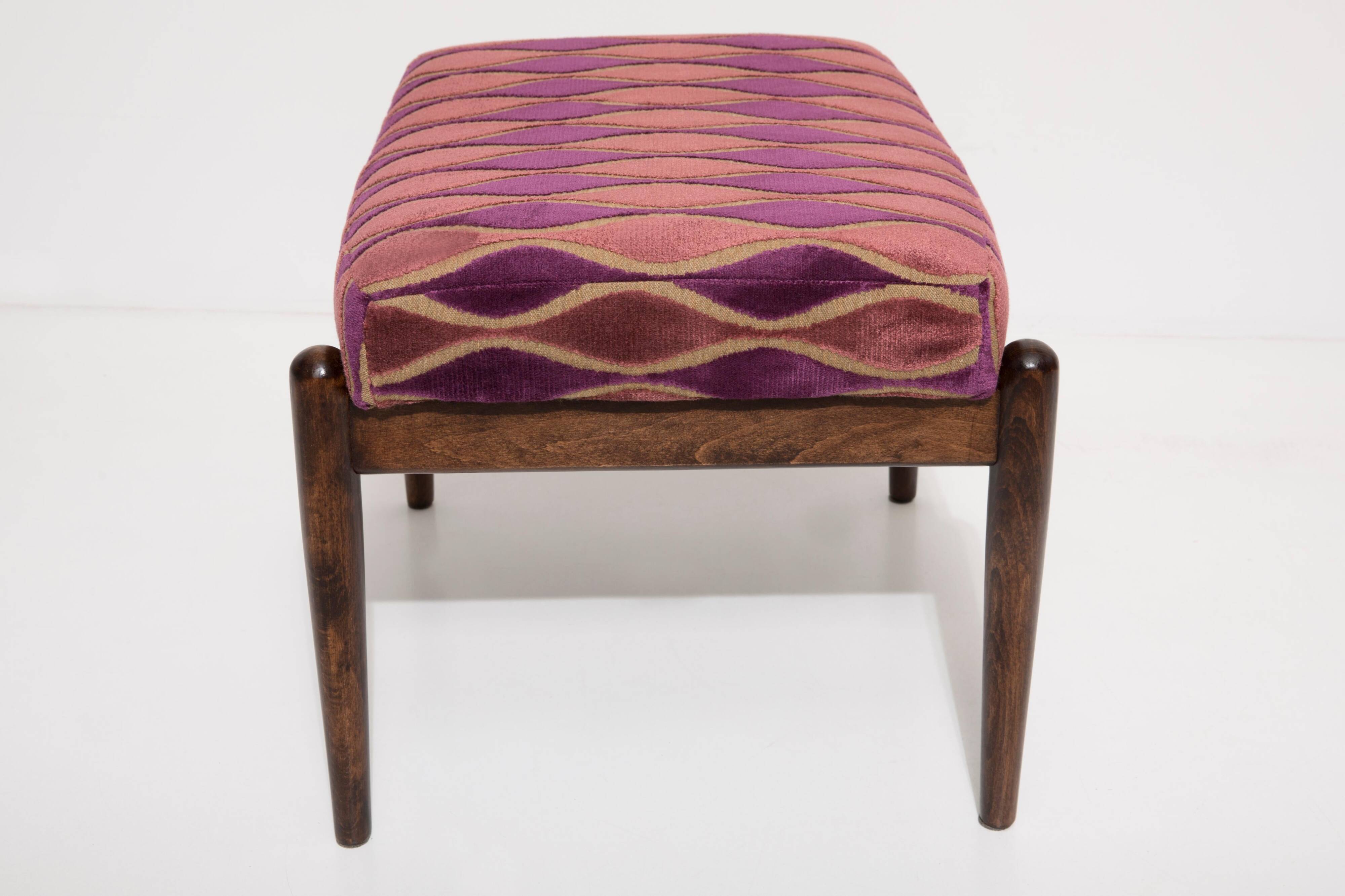 Vintage velvet footstool pair with rose pattern, Edmund Homa, 1960s