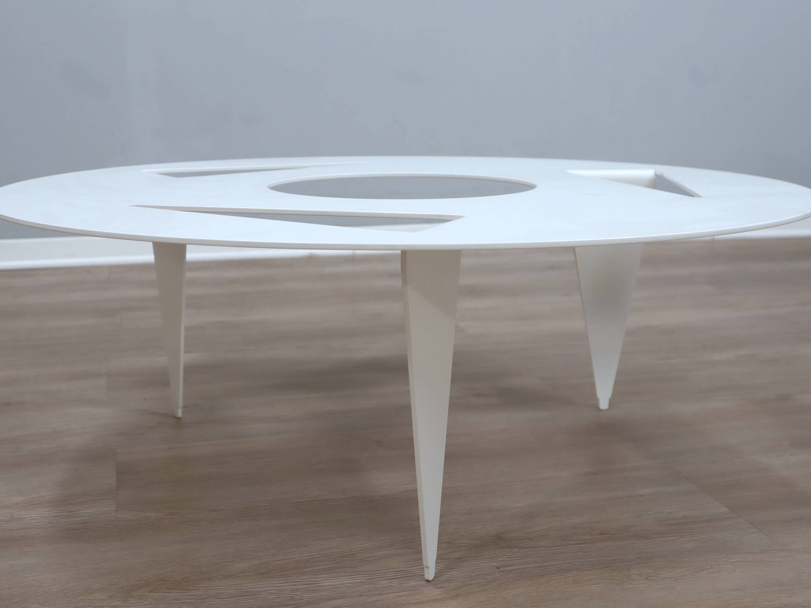 Ulyssimo minimal round coffee table by U. Müller Reisser 1990s