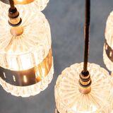 Chandelier 6 lights glass metal 1970s vintage modernism