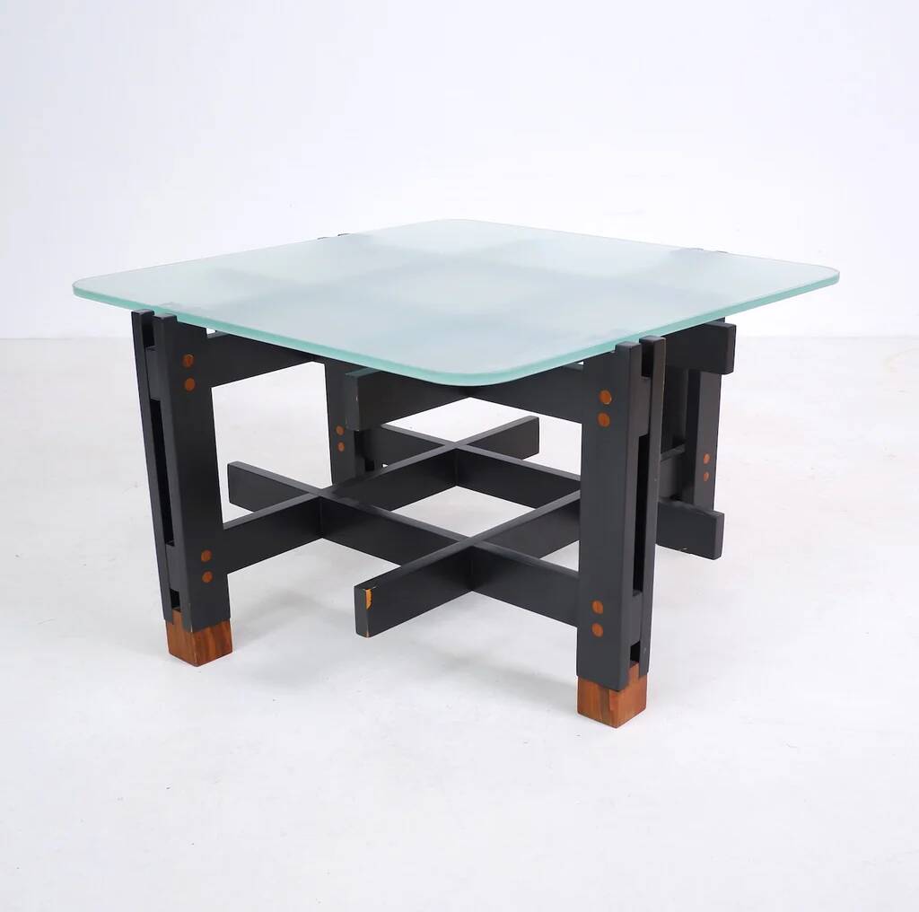 Wood and glass coffee table, Italy, c.1960