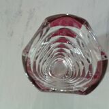 Thick red faceted glass vase