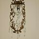 French antique small brass crystal & glass single light cage chandelier 3277