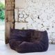 Togo aubergine corner armchair by Michel Ducaroy for Ligne Roset