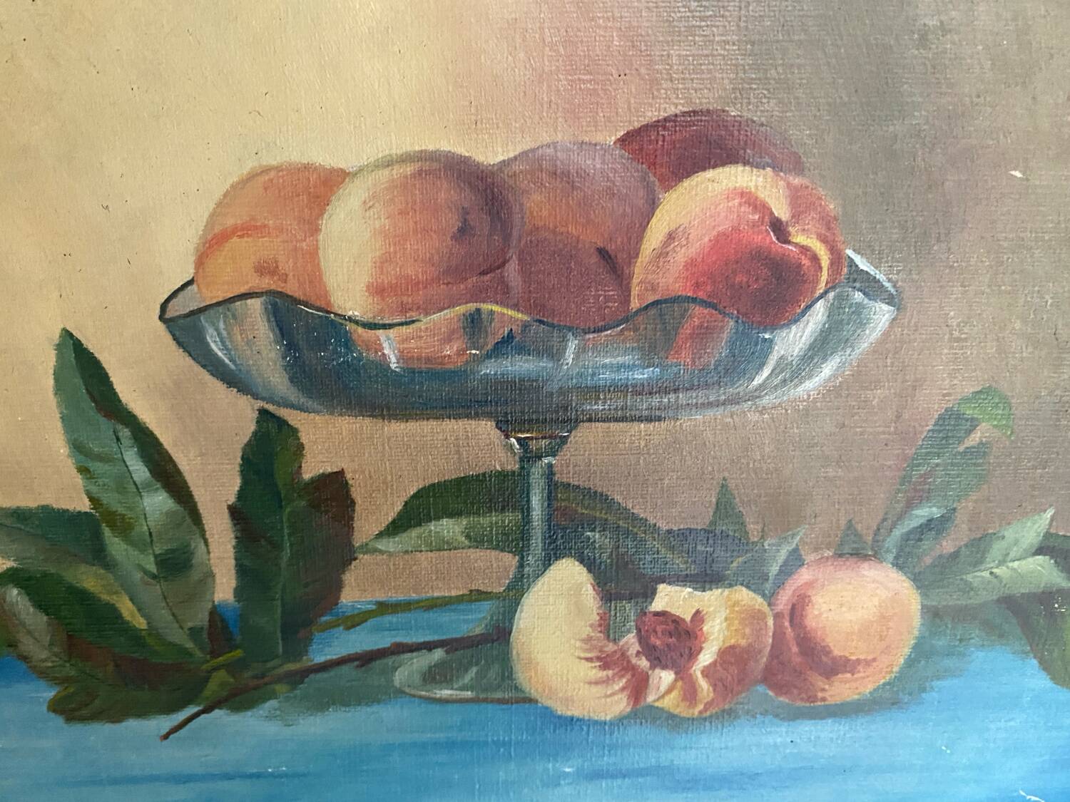 Antique still life on framed panel