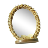 Mirror to be placed in wood and shell