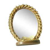 Mirror to be placed in wood and shell
