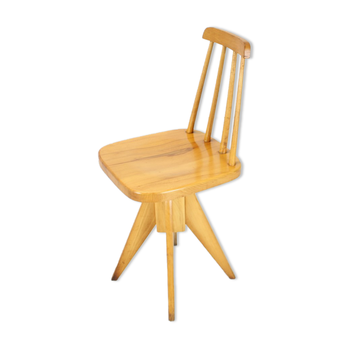Midcentury wood revolving chair, czechoslovakia, 1970s