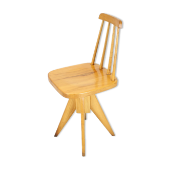 Midcentury wood revolving chair, czechoslovakia, 1970s