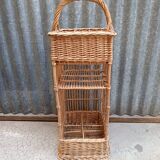 Vintage wicker bar basket bottle holder