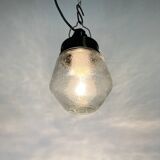 Industrial Bakelite Pendant Light with Frosted Glass, 1970s