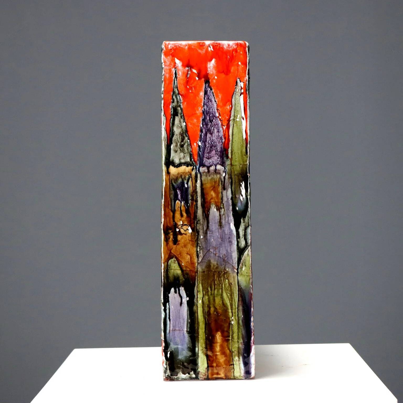 Vintage ceramic vase decorated by Elio Schiavon, Italy, 1960s.