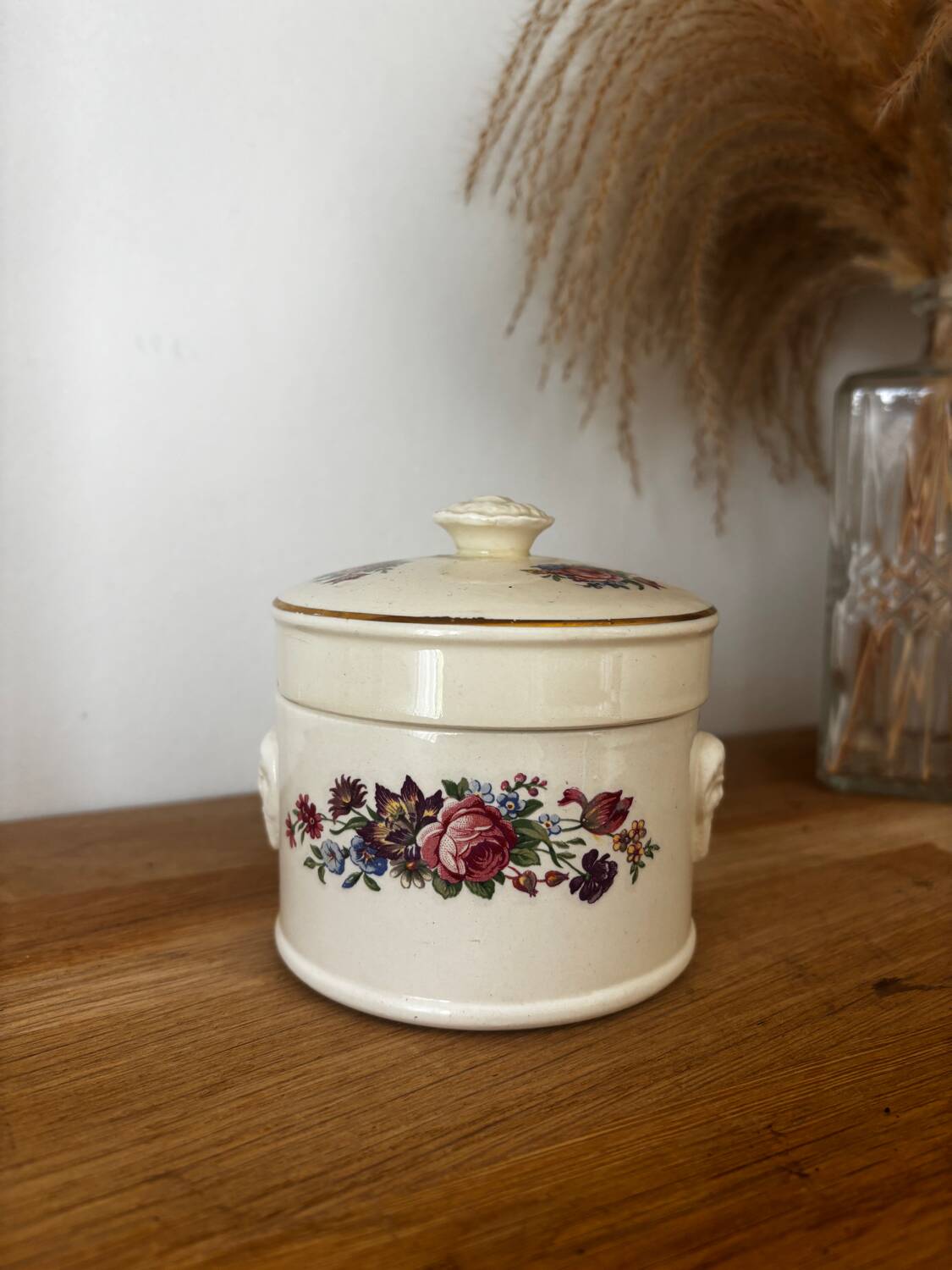 Vintage small candy jar floral pattern Sarreguemines