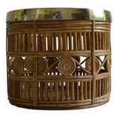 Bamboo and brass basket circa 1960 italy