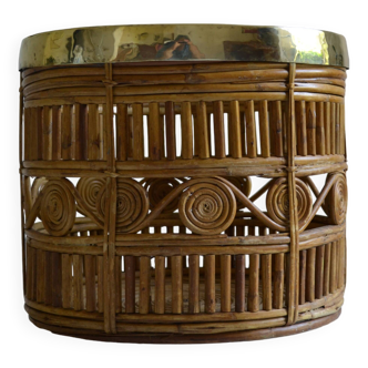 Bamboo and brass basket circa 1960 italy