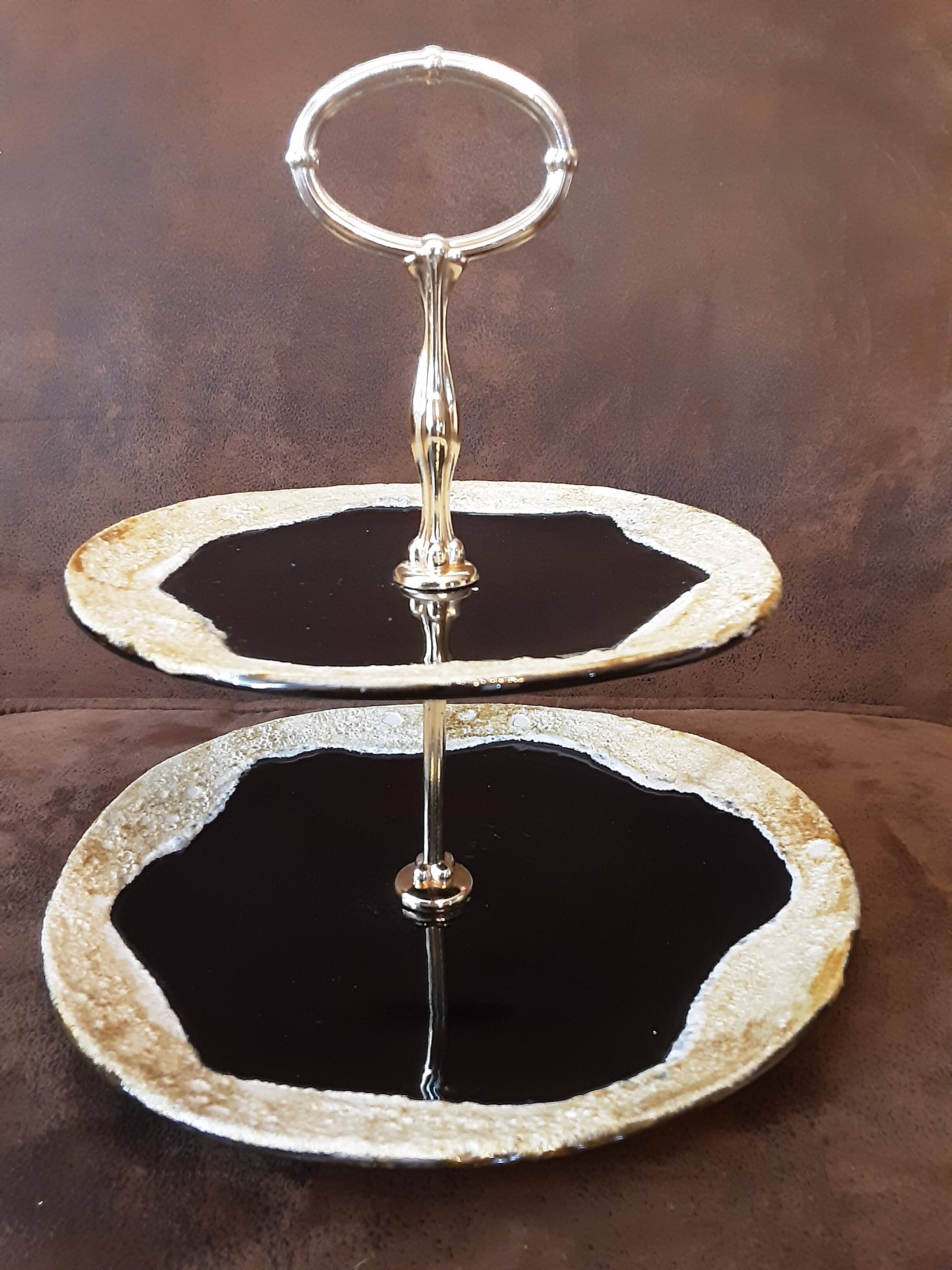 2-tier tray, handmade ceramic