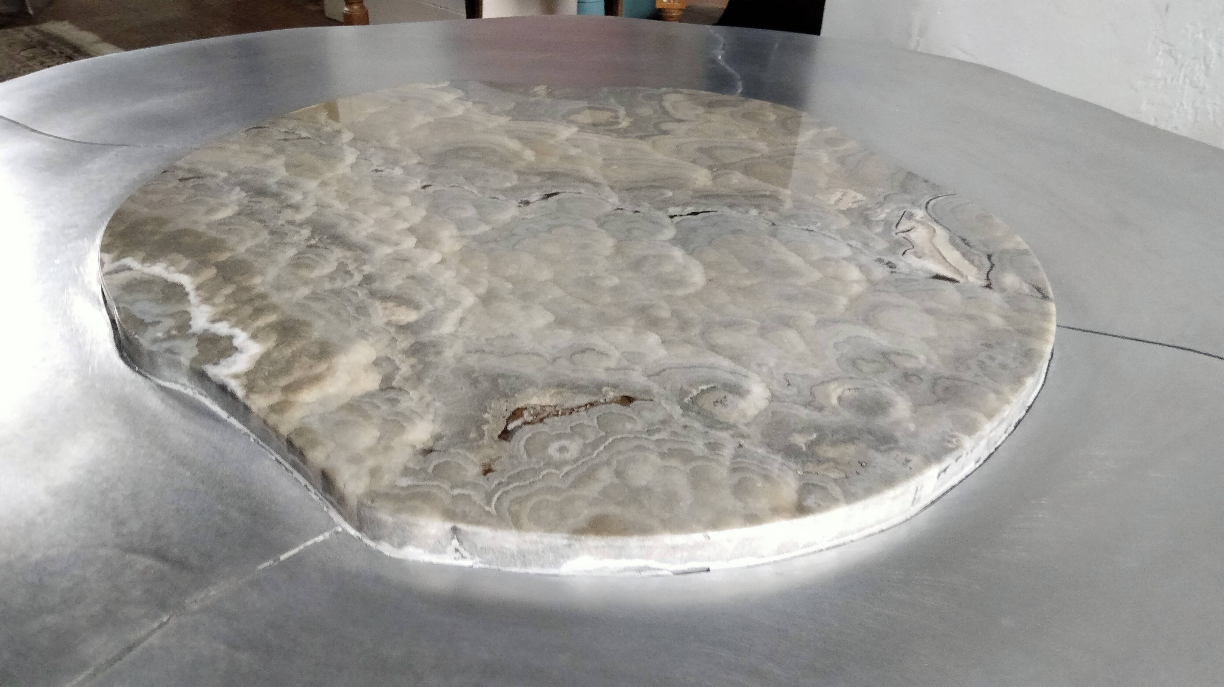 Onyx and aluminum coffee table
