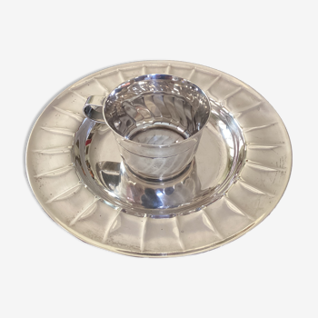 Chocolate / coffee cup with silver metal cup signed dimension - diameter -7cm-