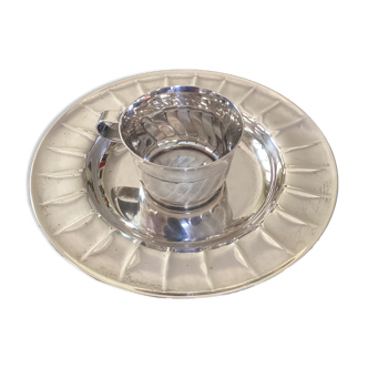 Chocolate / coffee cup with silver metal cup signed dimension - diameter -7cm-