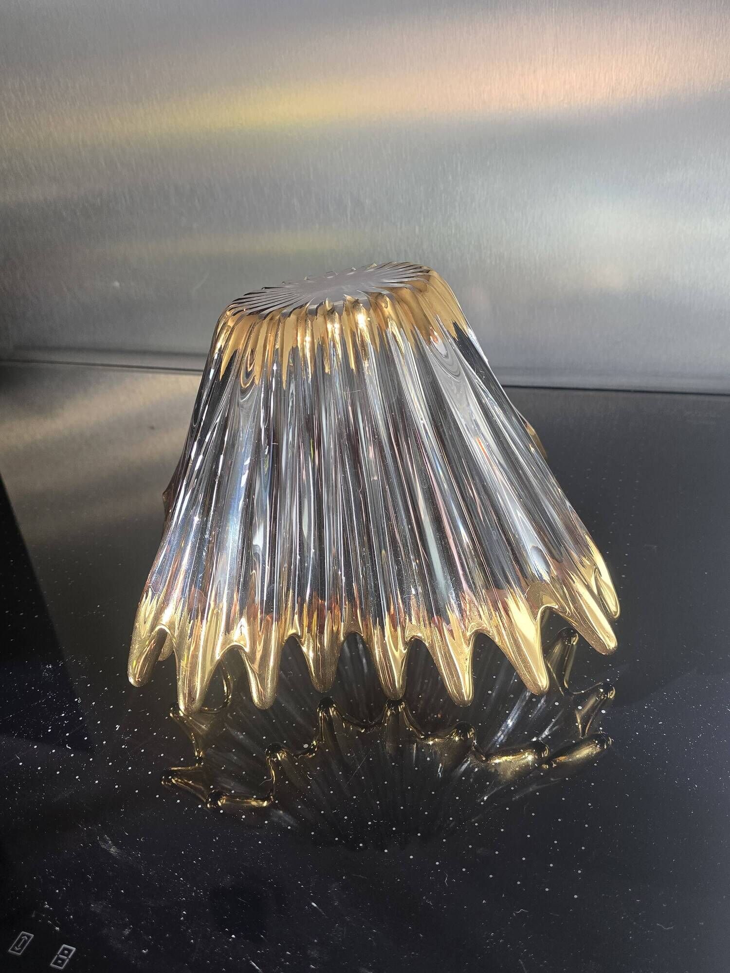 Free-form crystal bowl with fine gold gilding – Vintage 1950s/1960s