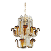 Amber glass petal-shaped pendant by Toni Zuccheri for Mazzega 1960s