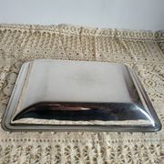 Plat rectangulaire, bannette en métal argenté