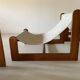 Sling chair in pine, canvas and sheepskin, 1970s