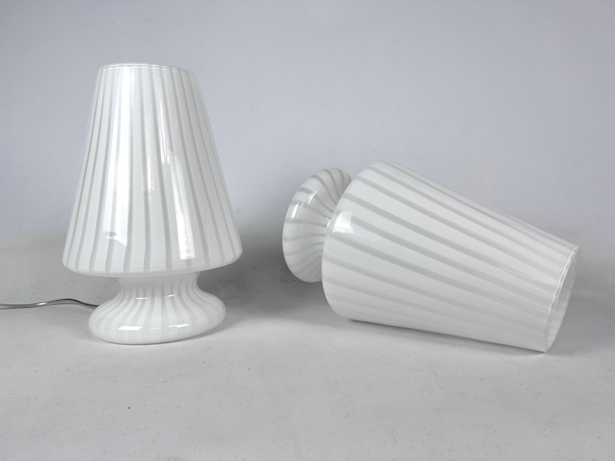 Vintage set of two postmodern Murano glass table lamps from 70s