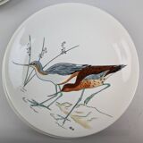 Service modèle oiseaux en faïence polychrome Gien peinte à la main