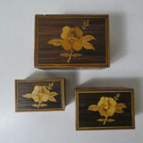 Old trundle boxes in straw marquetry