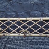 Vintage 60s 3-branch rattan metal coat hook