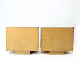 Classical Bedside Tables In Walnut And White Glass, Czechoslovakia 1960s