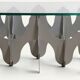 Minimalist sculptural coffee table in metal and glass – 1970