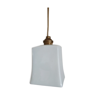 Suspension Art Déco opaline blanche