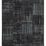 Handwoven oriental overdyed 192 cm x 300 cm black patchwork carpet