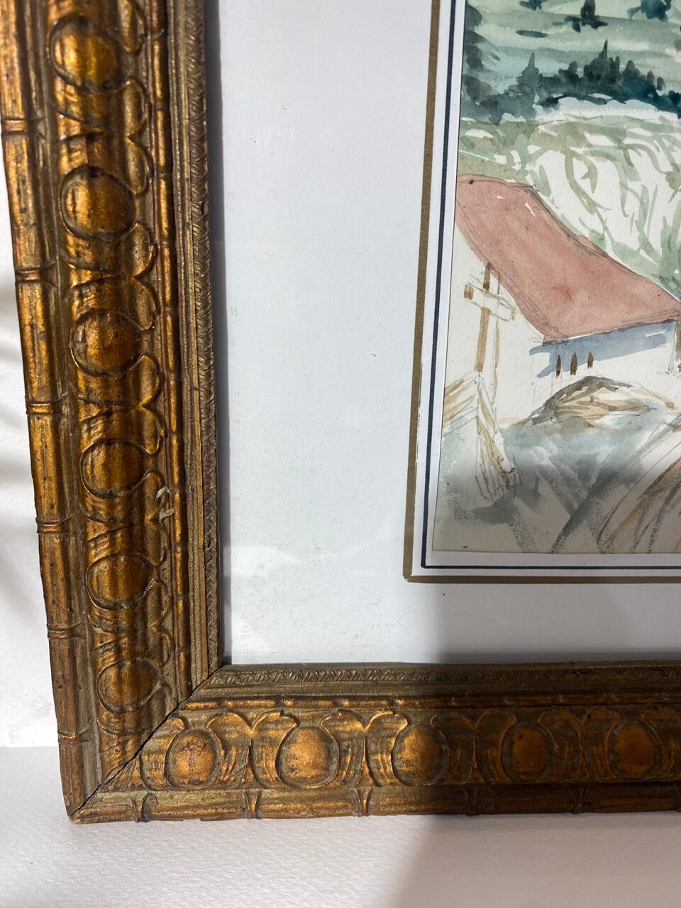 Old painting, mountain landscape in the Jura, nineteenth century