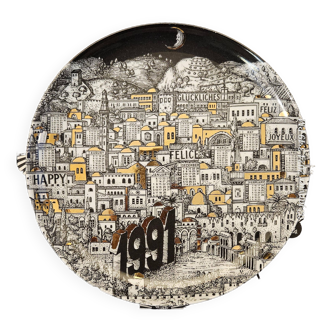 Assiette en porcelaine Calendrier Fornasetti de l'année 1991