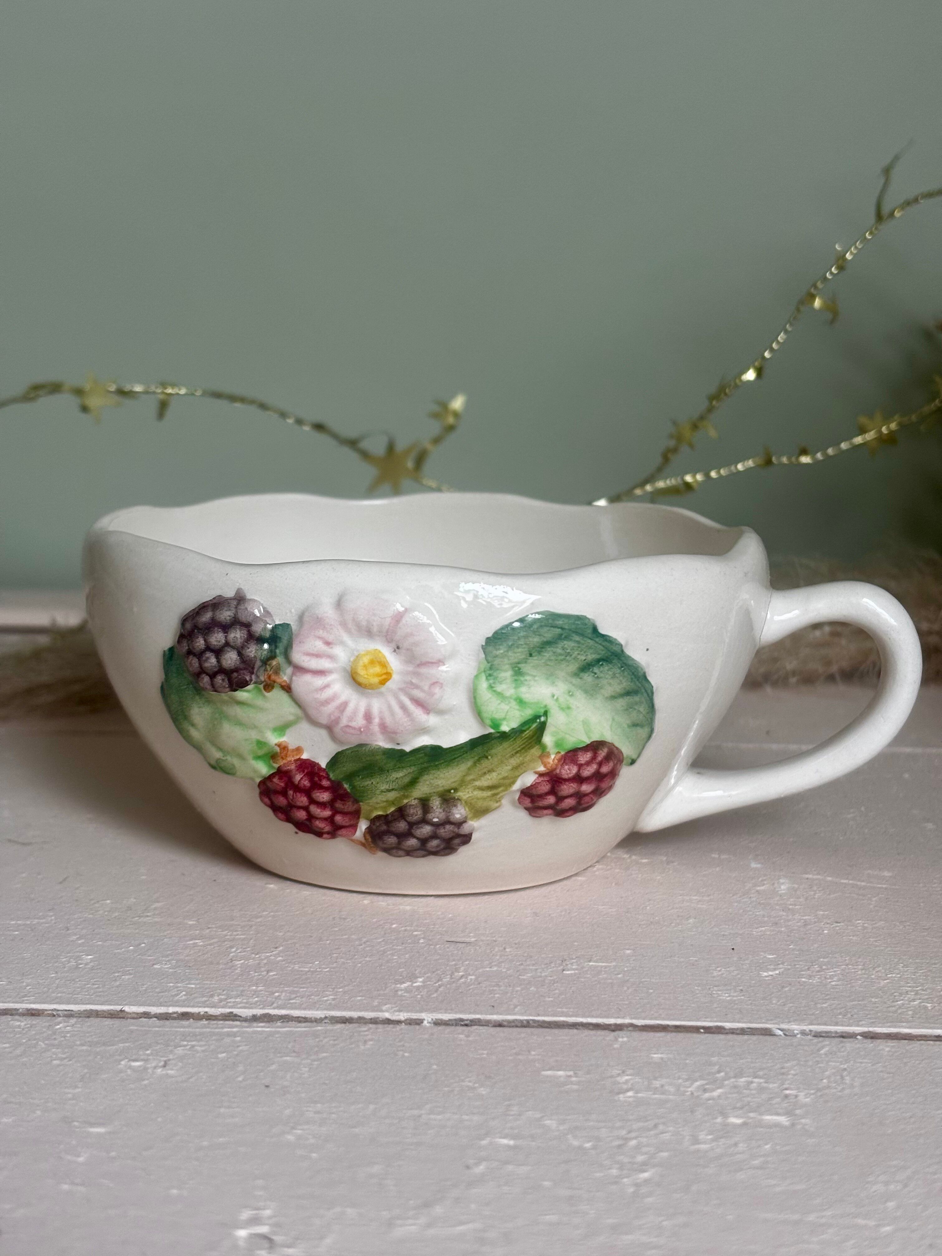 Vintage barbotine fruit cup Francesco Guarino