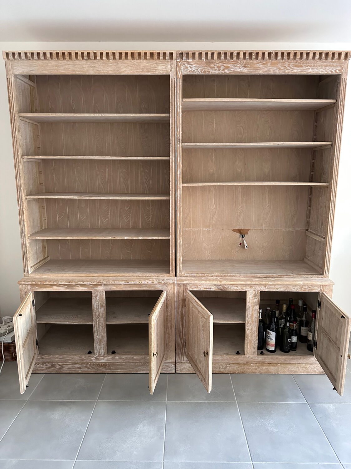 AmPm bookcase in ceruse solid wood