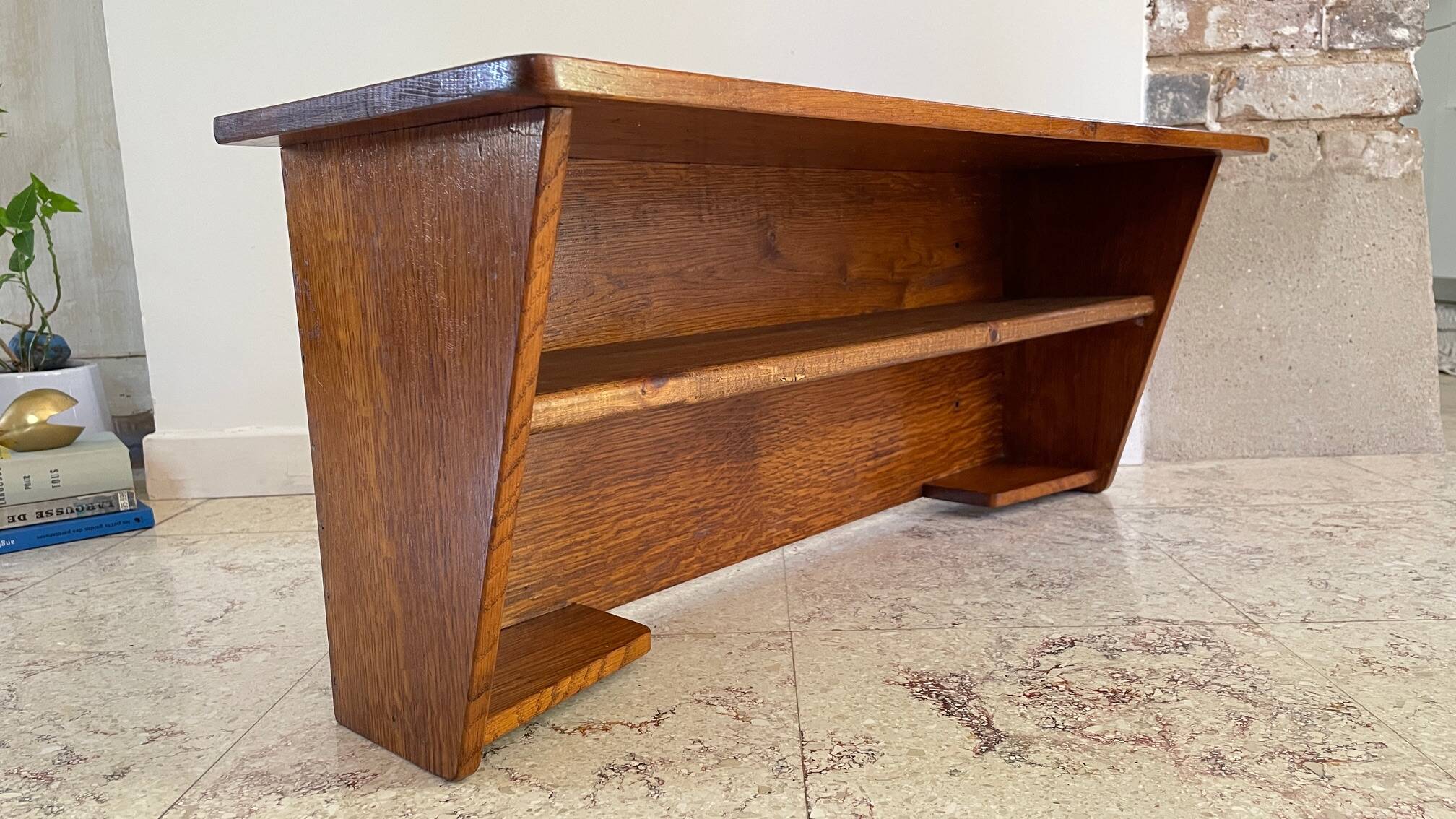 Geometric Wall Shelf Solid Oak Vintage