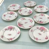 Set of 8 pink peony dessert plates