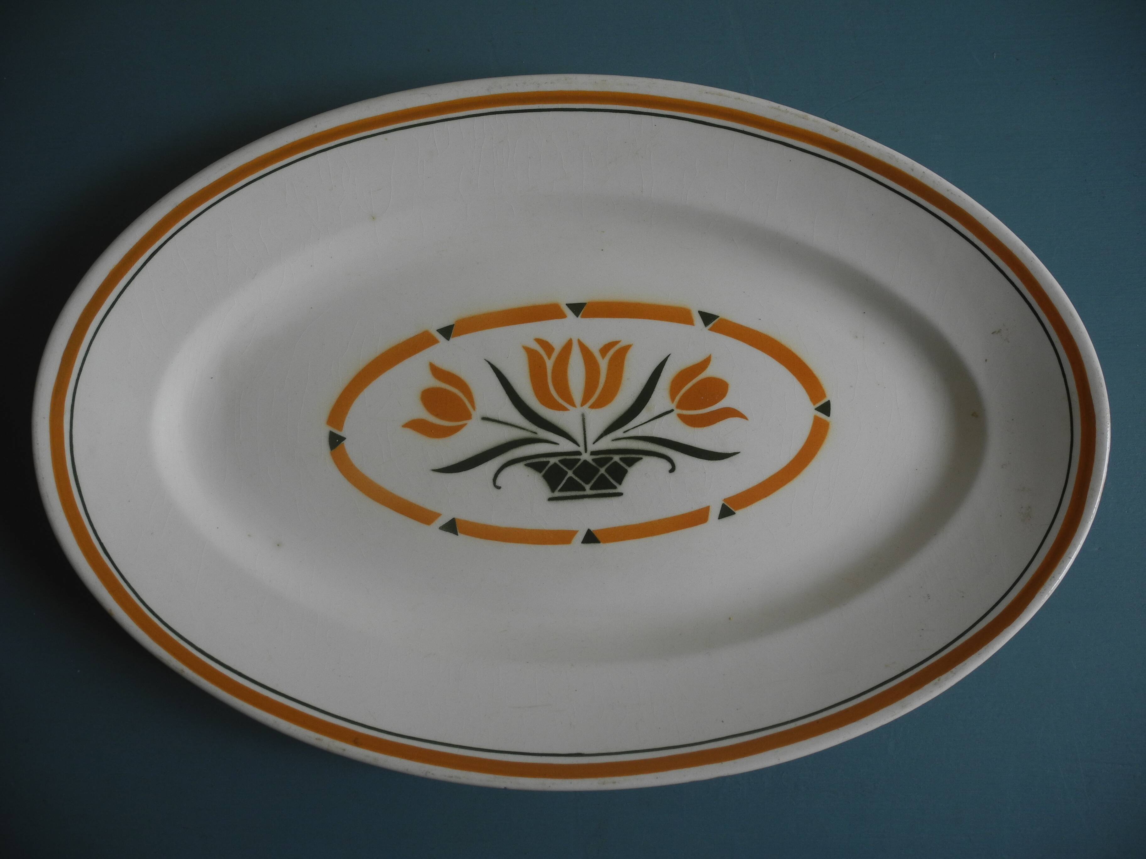 old French serving dish from Salins EC Terre Fer Nouvelles Galeries