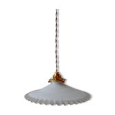 Suspension in white and transparent toothed opaline early twentieth century