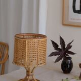 Rattan table lamp 50s piece signed