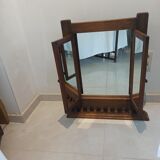 Trypic mirror, with tablet. Velvet and openwork metal braces