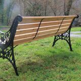 Banc de parc anglais en fonte restauré