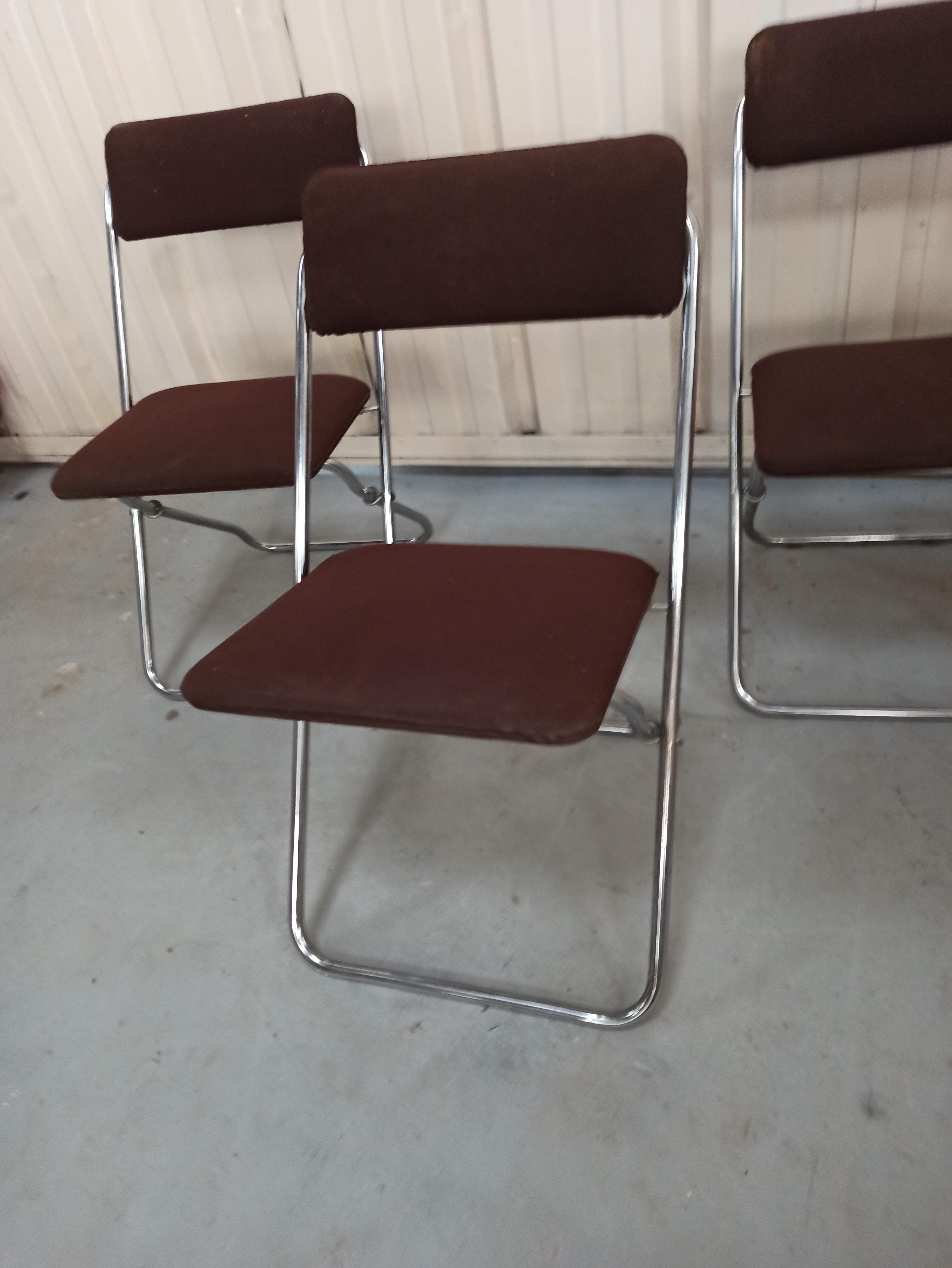 Framar - 4 folding chairs in brown fabric